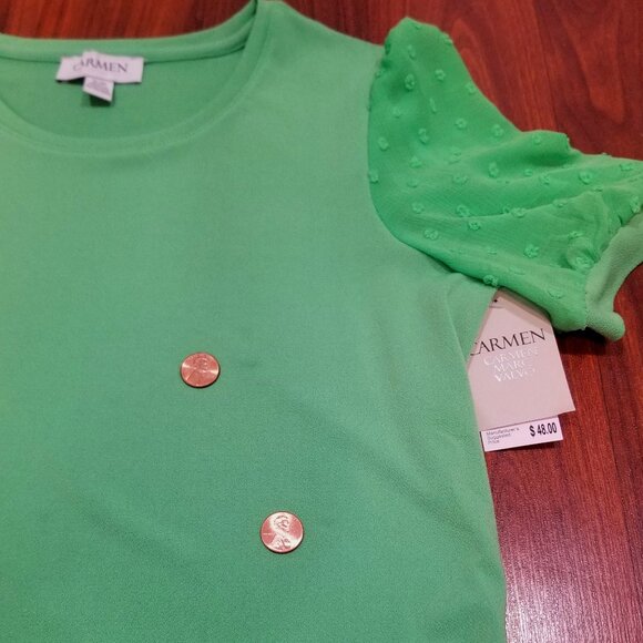 Ladies' Carmen Marc Valvo Top, Size S, Green Grass in color, NWT - Picture 11 of 11